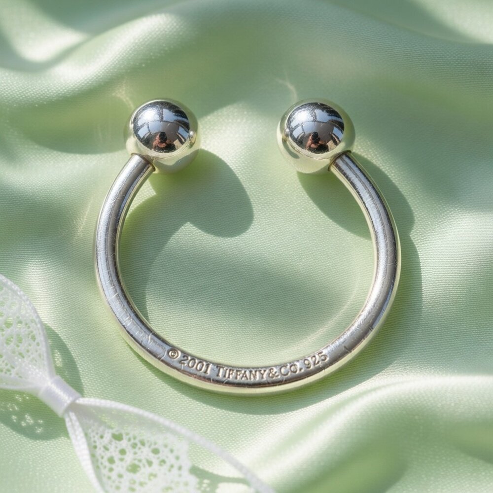 Vintage Tiffany & Co. Silver Classic Ball Keychain Keyring